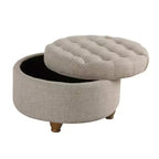 Grand pouf de rangement rond touffeté - HomePop