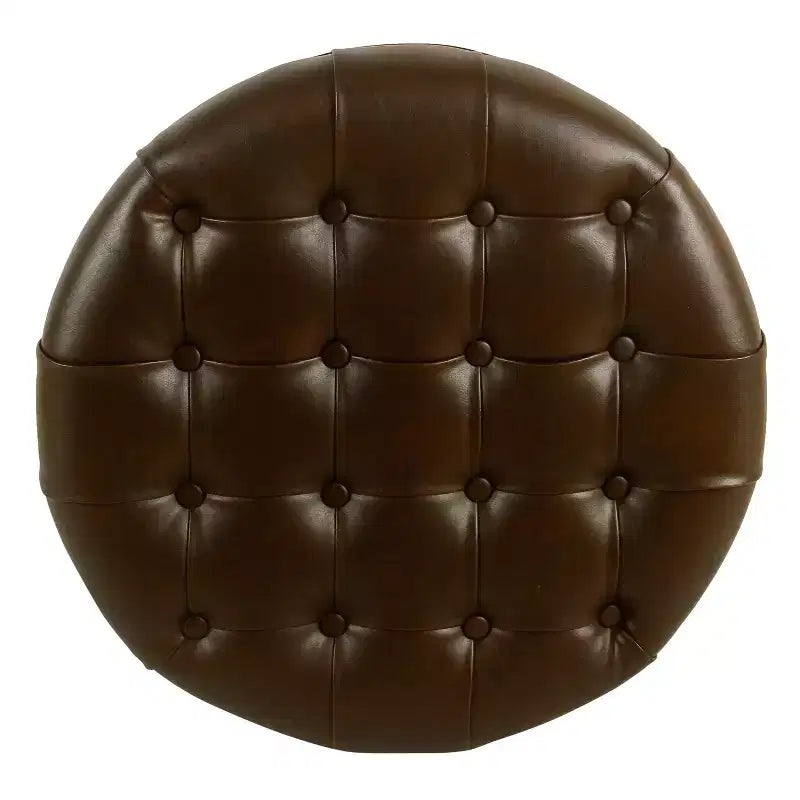 Grand pouf de rangement rond touffeté - HomePop