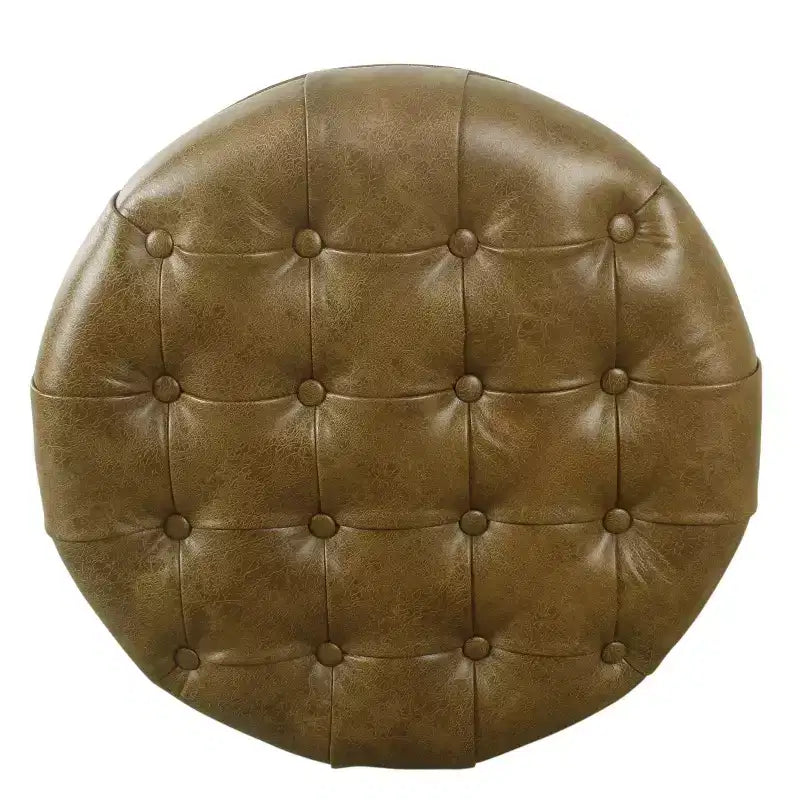 Grand pouf de rangement rond touffeté - HomePop