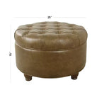 Grand pouf de rangement rond touffeté - HomePop