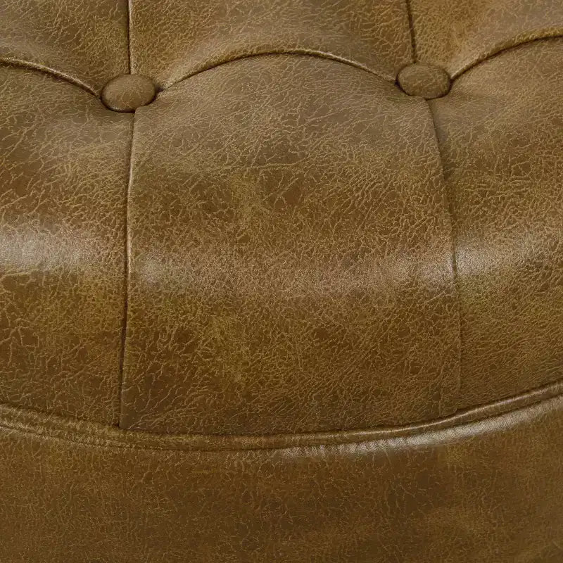 Grand pouf de rangement rond touffeté - HomePop