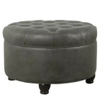 Grand pouf de rangement rond touffeté - HomePop