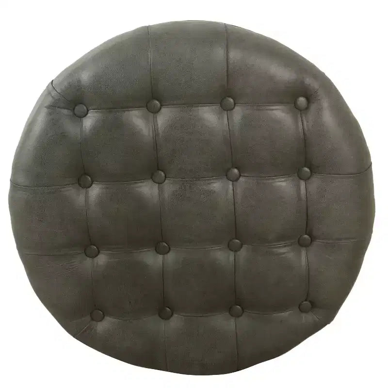 Grand pouf de rangement rond touffeté - HomePop