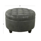 Grand pouf de rangement rond touffeté - HomePop