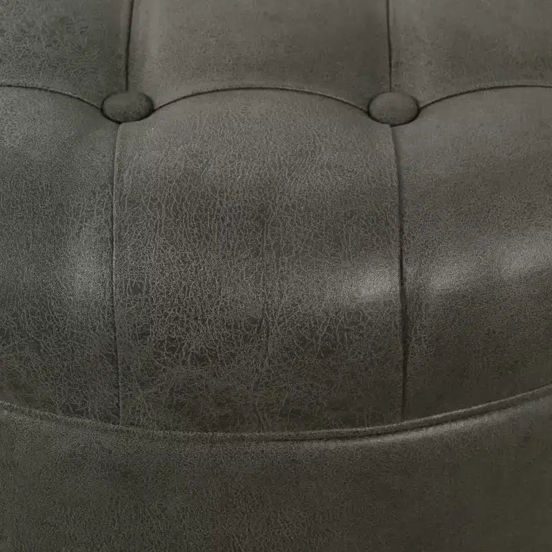 Grand pouf de rangement rond touffeté - HomePop