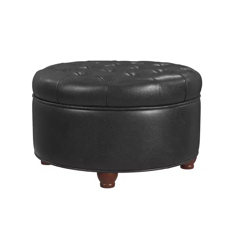 Grand pouf de rangement rond touffeté - HomePop