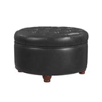 Grand pouf de rangement rond touffeté - HomePop
