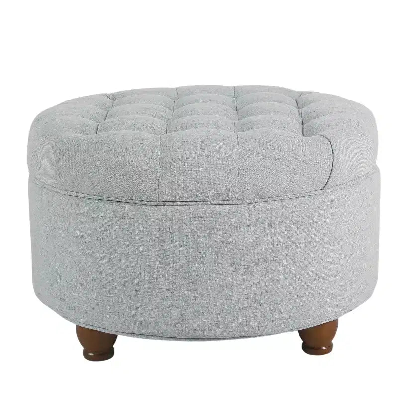 Grand pouf de rangement rond touffeté - HomePop