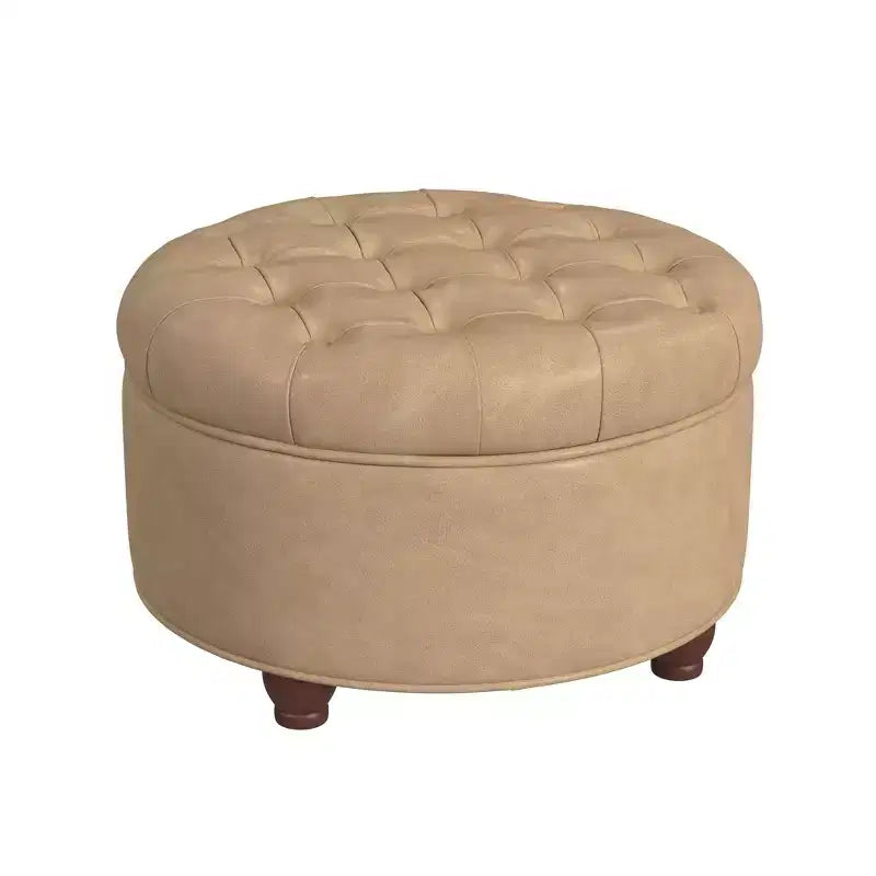 Grand pouf de rangement rond touffeté - HomePop