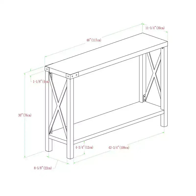 Table d'entrée avec cadre en X industriel rustique Sophie - Saracina Home