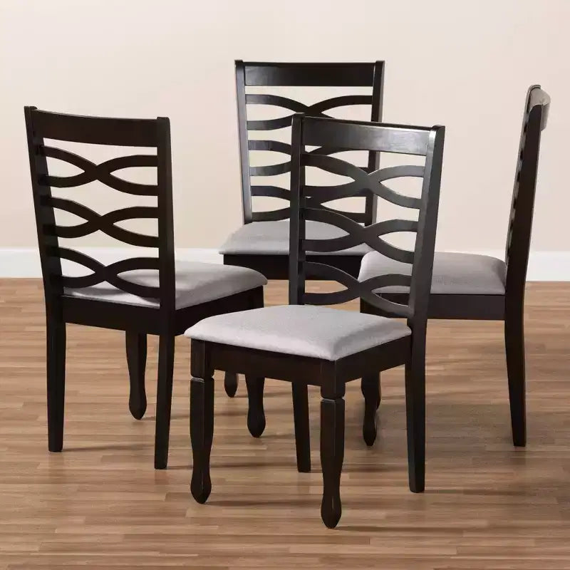 Lot de 4 chaises de salle à manger Lanier en bois finition chêne - Baxton Studio
