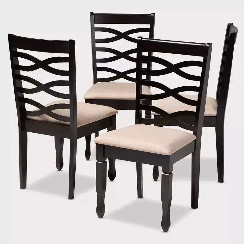 Lot de 4 chaises de salle à manger Lanier en bois finition chêne - Baxton Studio