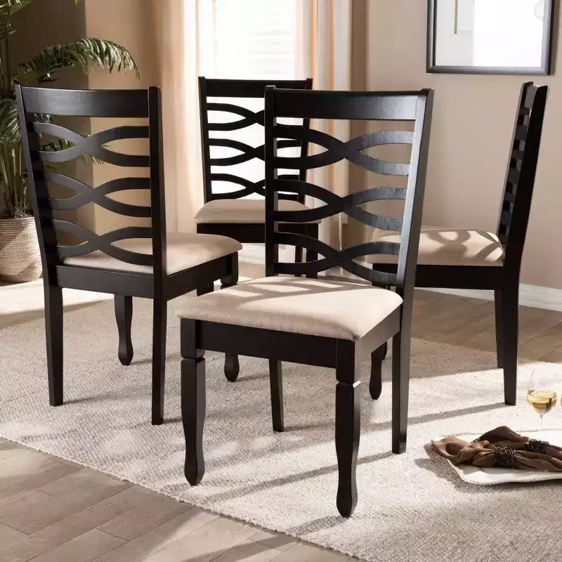 Lot de 4 chaises de salle à manger Lanier en bois finition chêne - Baxton Studio