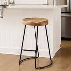 Tabouret de bar à selle en bois marron et noir - The Urban Port