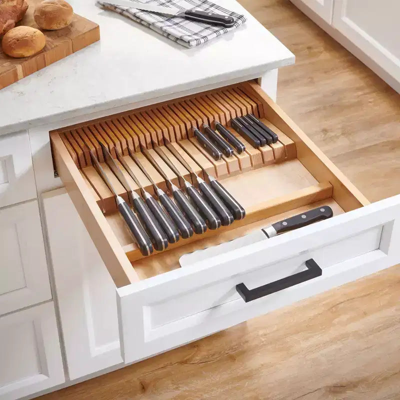 Rev-A-Shelf Insert de tiroir organiseur de blocs à couteaux double rangée et recoupable, 4WDKB-1