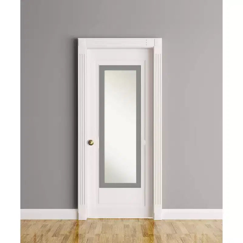 Miroir mural de salle de bain encadré avec cadre en nickel brossé - Amanti Art