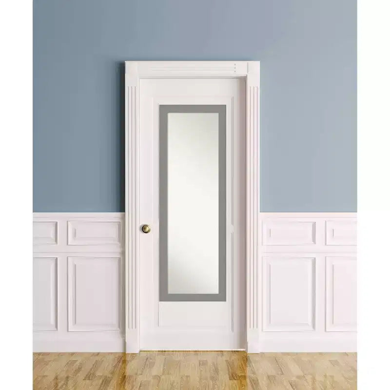 Miroir mural de salle de bain encadré avec cadre en nickel brossé - Amanti Art
