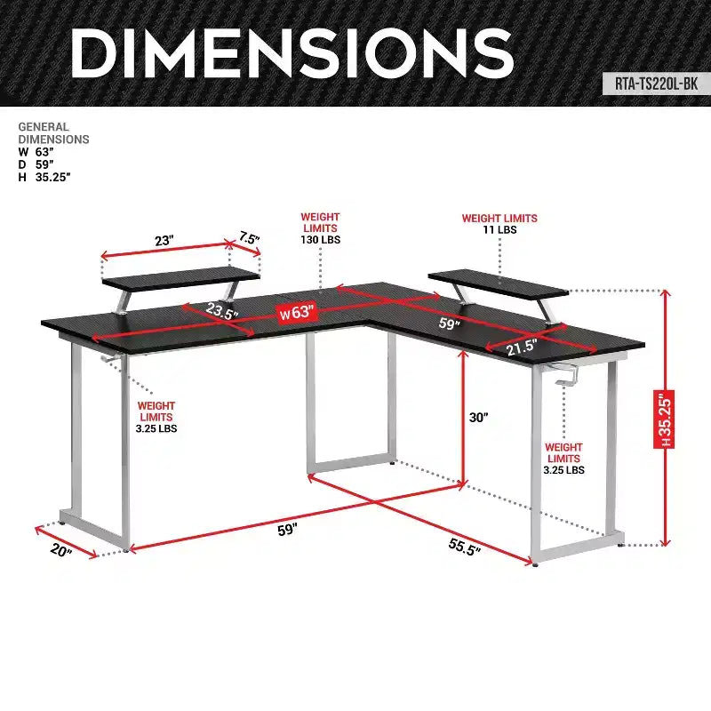 Bureau de jeu en L Warrior - Techni Sport