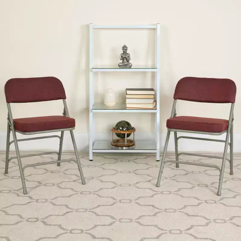 Flash Furniture Lot de 2 chaises pliantes en métal avec triple renfort et charnières, revêtement en tissu incurvé, série HERCULES Premium