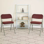 Flash Furniture Lot de 2 chaises pliantes en métal avec triple renfort et charnières, revêtement en tissu incurvé, série HERCULES Premium