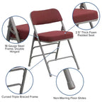 Flash Furniture Lot de 2 chaises pliantes en métal avec triple renfort et charnières, revêtement en tissu incurvé, série HERCULES Premium