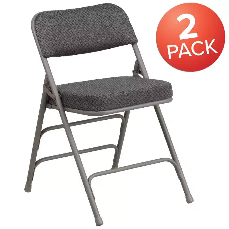 Flash Furniture Lot de 2 chaises pliantes en métal avec triple renfort et charnières, revêtement en tissu incurvé, série HERCULES Premium