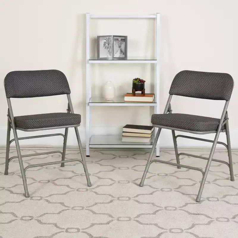 Flash Furniture Lot de 2 chaises pliantes en métal avec triple renfort et charnières, revêtement en tissu incurvé, série HERCULES Premium