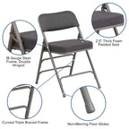 Flash Furniture Lot de 2 chaises pliantes en métal avec triple renfort et charnières, revêtement en tissu incurvé, série HERCULES Premium
