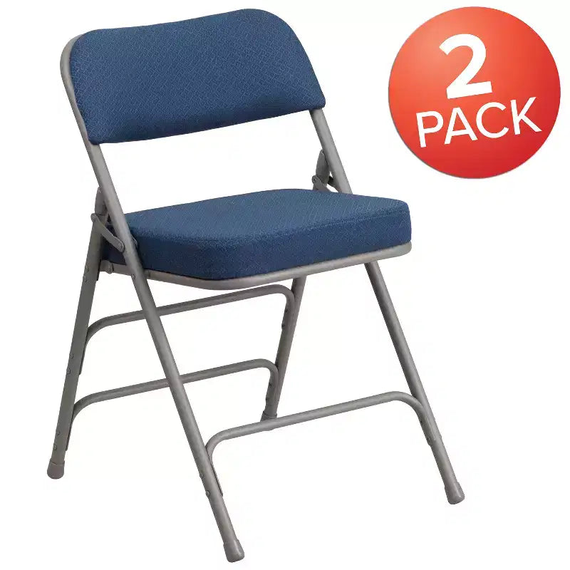 Flash Furniture Lot de 2 chaises pliantes en métal avec triple renfort et charnières, revêtement en tissu incurvé, série HERCULES Premium