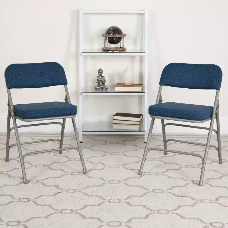 Flash Furniture Lot de 2 chaises pliantes en métal avec triple renfort et charnières, revêtement en tissu incurvé, série HERCULES Premium