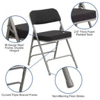 Flash Furniture Lot de 2 chaises pliantes en métal avec triple renfort et charnières, revêtement en tissu incurvé, série HERCULES Premium