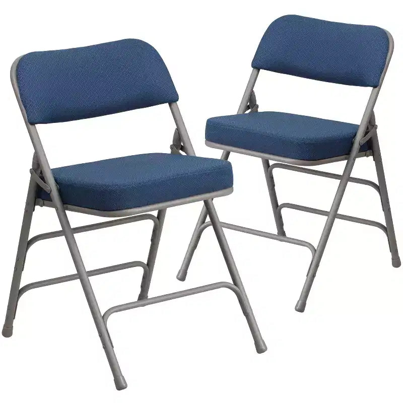 Flash Furniture 2 Pack HERCULES Series Premium Curved Triple Braced & Hinged Fabric Upholstered Metal Folding Chair
