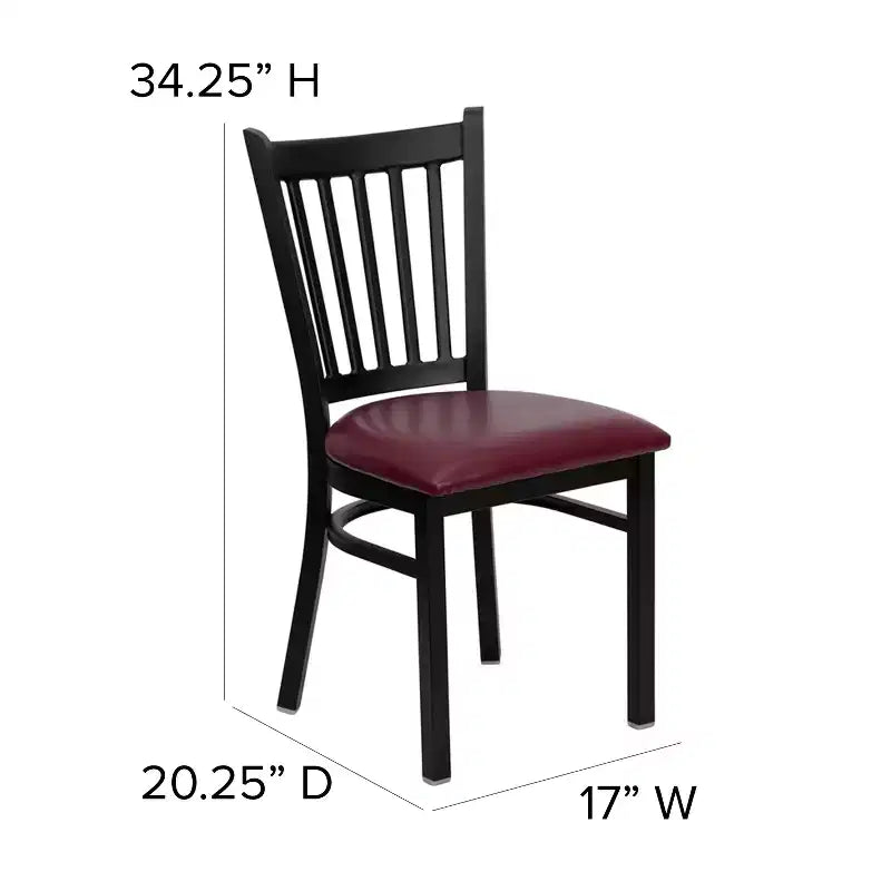 Chaise de restaurant en métal noir à dossier vertical Flash Furniture