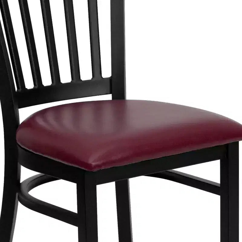 Chaise de restaurant en métal noir à dossier vertical Flash Furniture