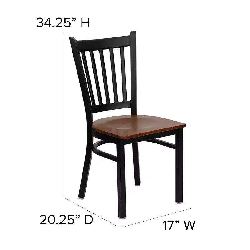Chaise de restaurant en métal noir à dossier vertical Flash Furniture