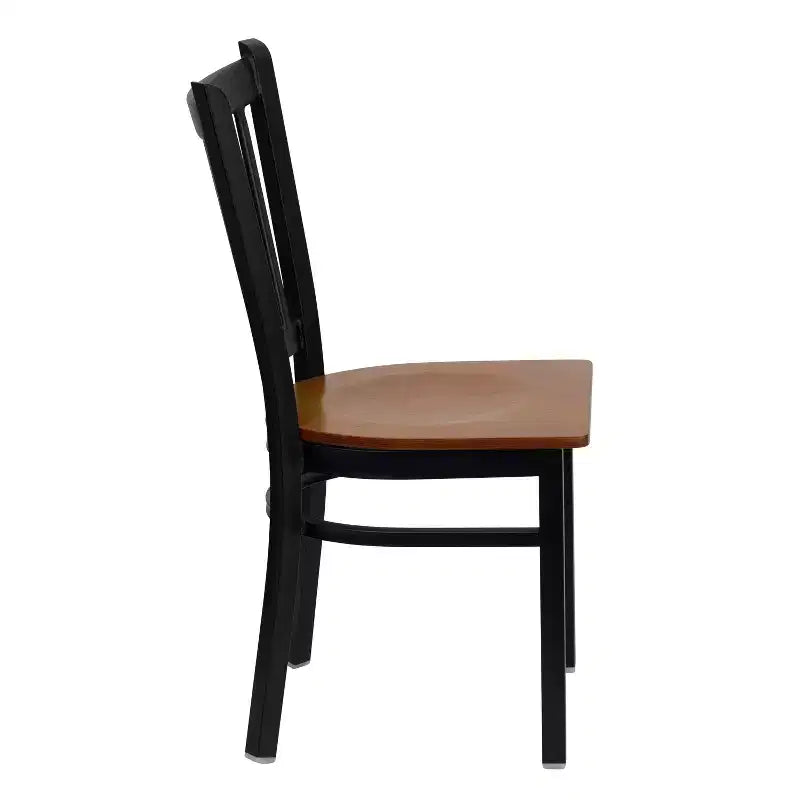 Chaise de restaurant en métal noir à dossier vertical Flash Furniture