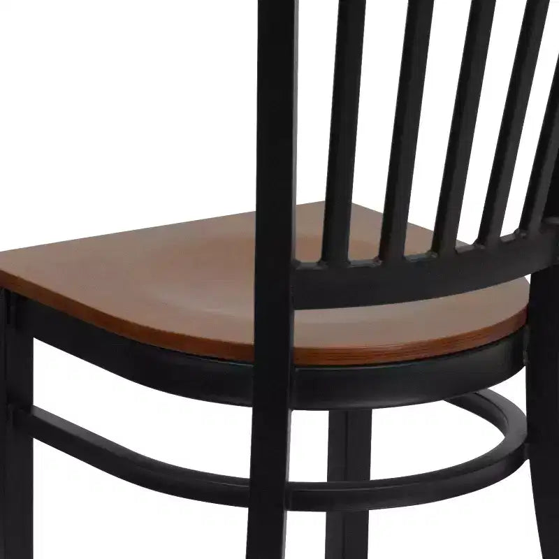 Chaise de restaurant en métal noir à dossier vertical Flash Furniture