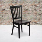 Chaise de restaurant en métal noir à dossier vertical Flash Furniture