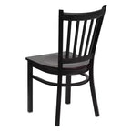 Chaise de restaurant en métal noir à dossier vertical Flash Furniture