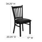 Chaise de restaurant en métal noir à dossier vertical Flash Furniture