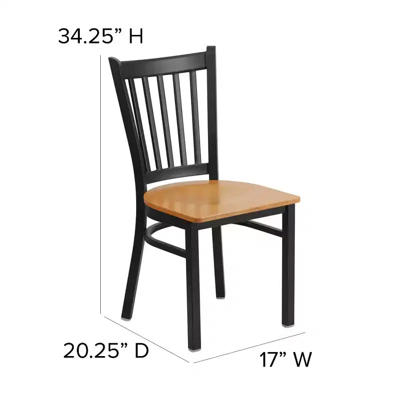 Chaise de restaurant en métal noir à dossier vertical Flash Furniture