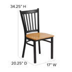 Chaise de restaurant en métal noir à dossier vertical Flash Furniture