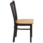 Chaise de restaurant en métal noir à dossier vertical Flash Furniture