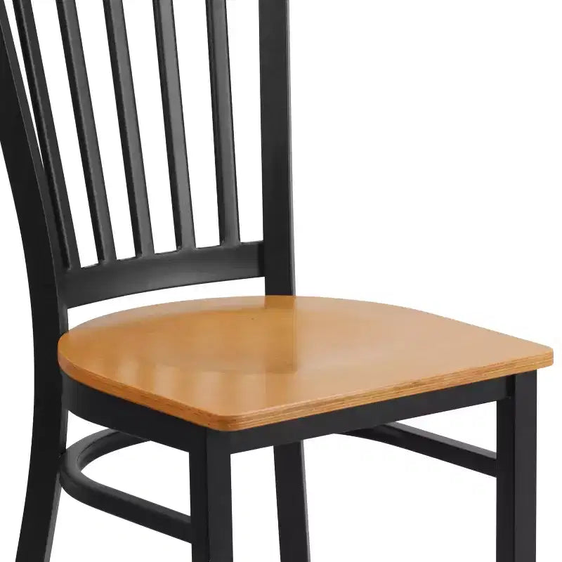 Chaise de restaurant en métal noir à dossier vertical Flash Furniture