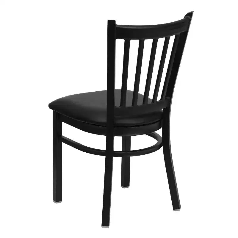 Chaise de restaurant en métal noir à dossier vertical Flash Furniture