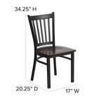 Chaise de restaurant en métal noir à dossier vertical Flash Furniture