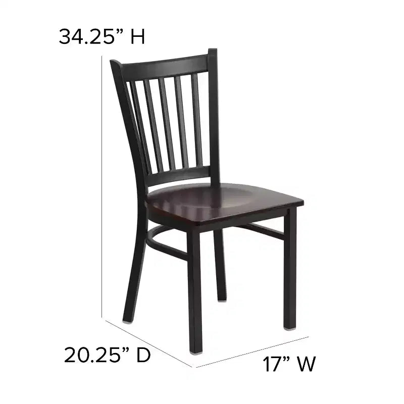 Chaise de restaurant en métal noir à dossier vertical Flash Furniture
