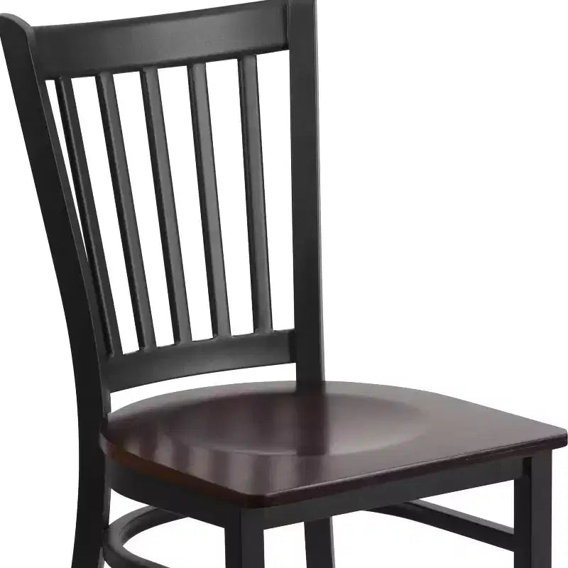 Chaise de restaurant en métal noir à dossier vertical Flash Furniture