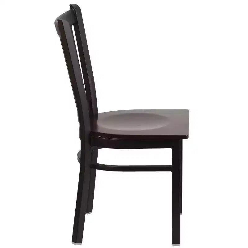 Chaise de restaurant en métal noir à dossier vertical Flash Furniture