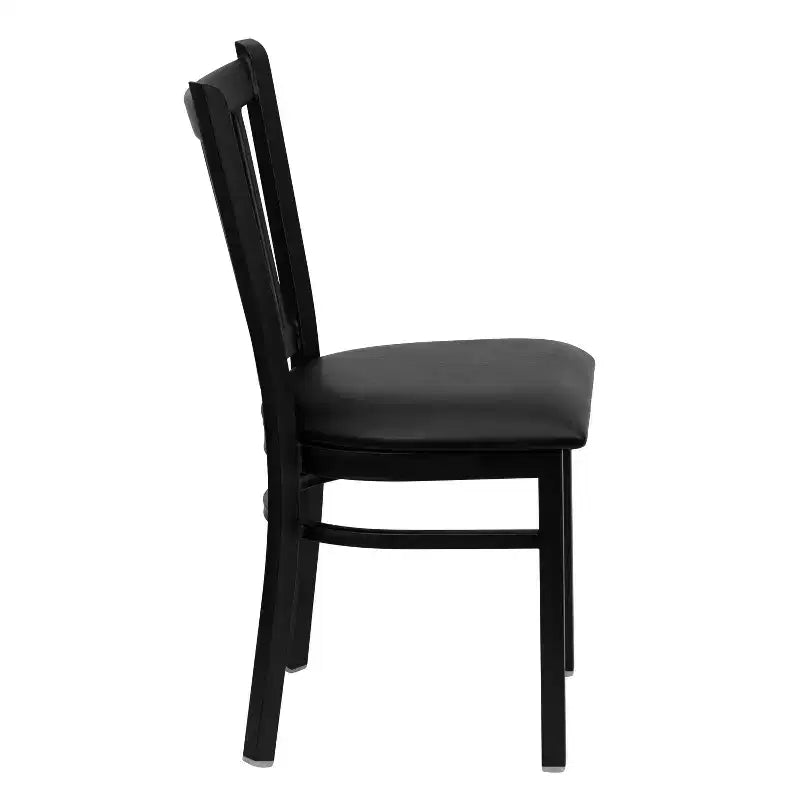 Chaise de restaurant en métal noir à dossier vertical Flash Furniture